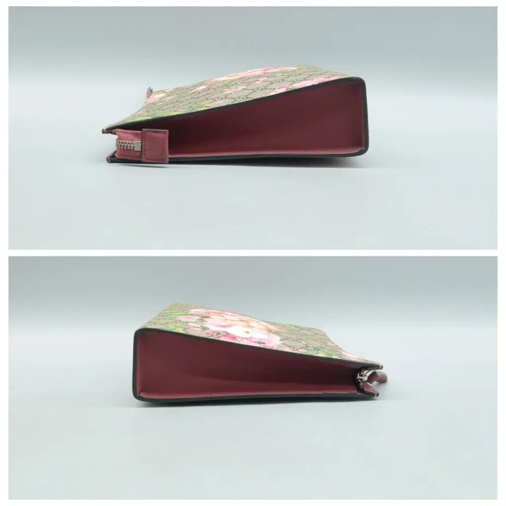 100% Authentic GUCCI Blooms Brown Canvas Clutch Bag 550-091524 - Picture 4 of 12